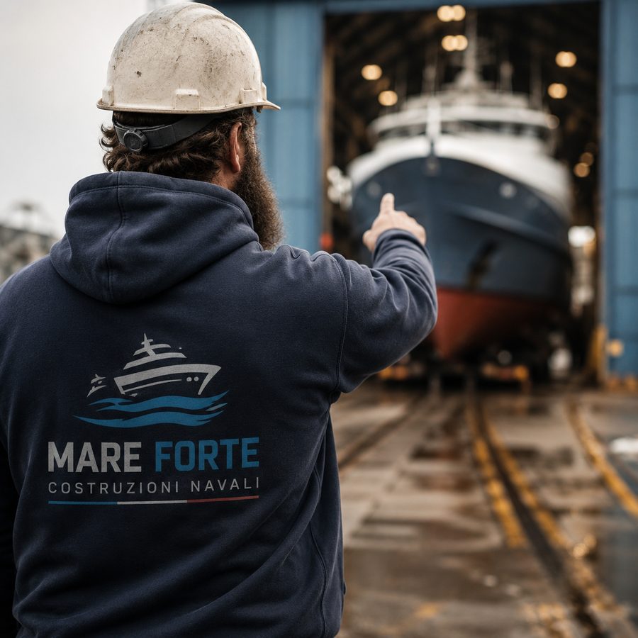 Felpa da lavoro personalizzata per settore navale/industriale